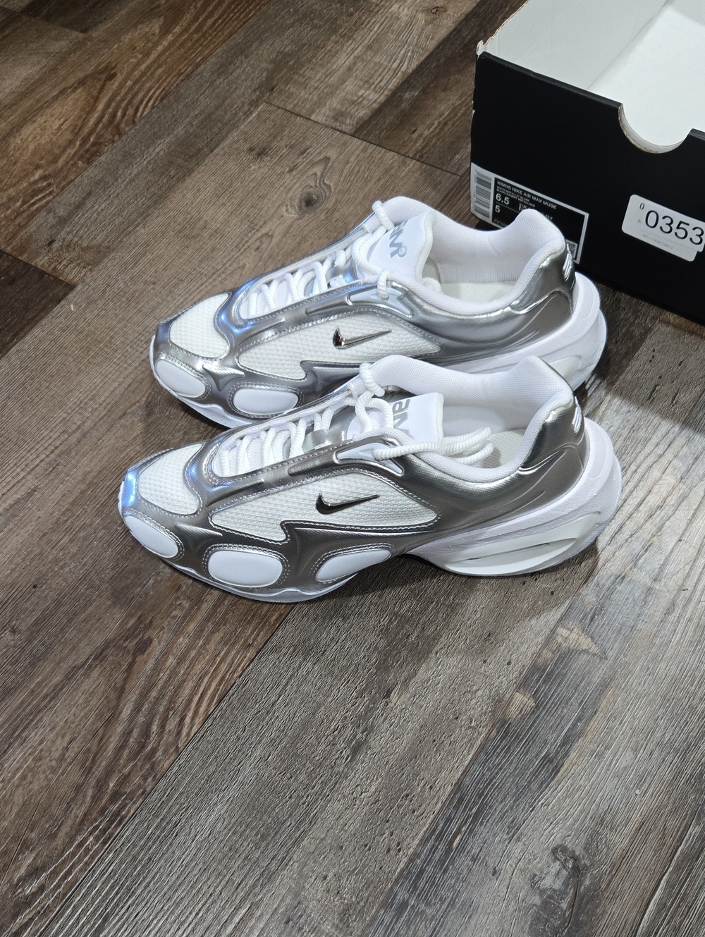 Nike Women’s White and Silver Air Max Retro Running Sneakers